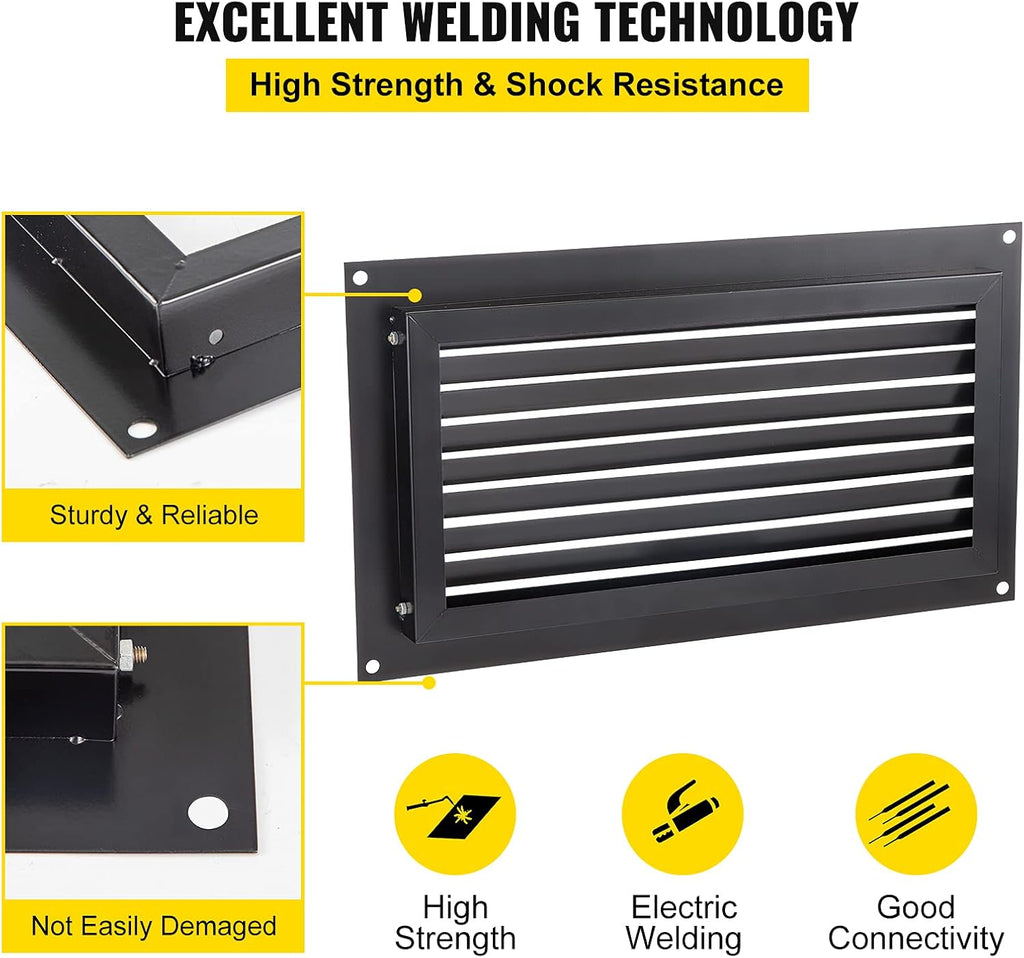 Black 8" x 16" Wall Mounted Flood Vent U701573