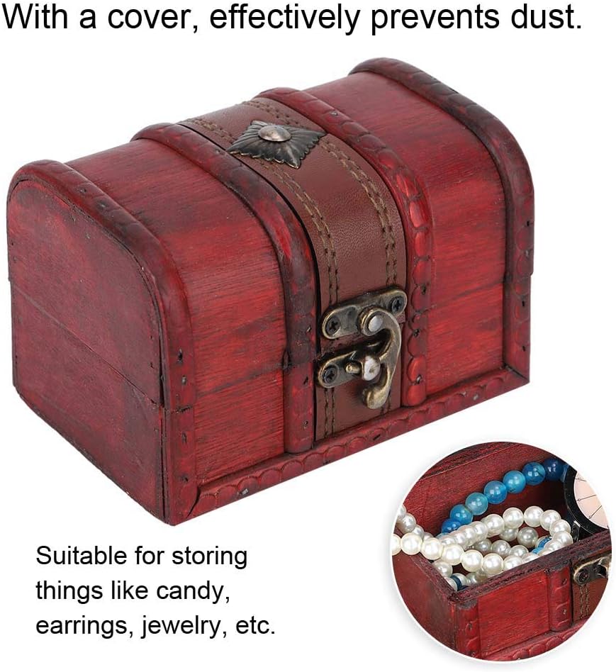 Small Wooden Treasure Chest Box 4.7x3.1x3.1in N341573