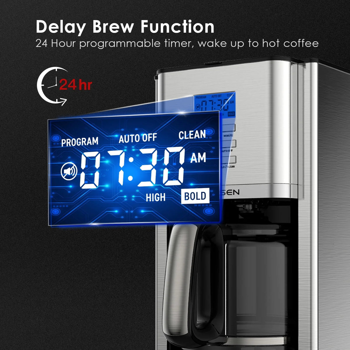 Stainless Steel 12 Cup Drip Coffee Maker C251