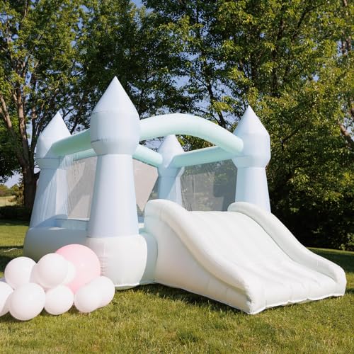 Pastel Bouncy Castle with Slide, 12 ft L x 9 ft W x 7 ft H, UL Blower Included K31504