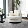 Ivory Boucle Oversized Swivel Accent Barrel Chair U627