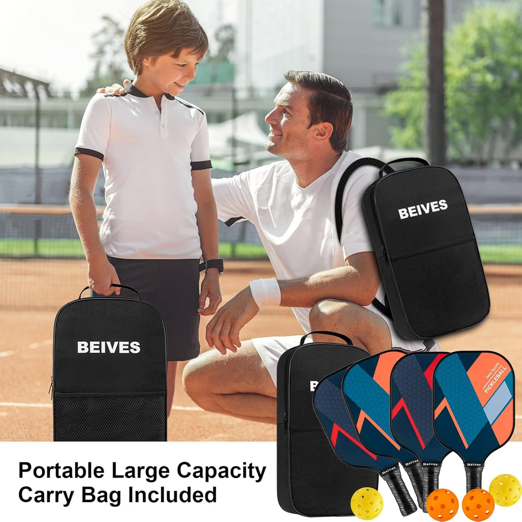 Set of 4 Lightweight Pickleball Paddles with Carry Bag D61811