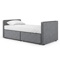 Twin Size Platform Bed Frame with 2 Storage Drawers in Gray Fabric N271246
