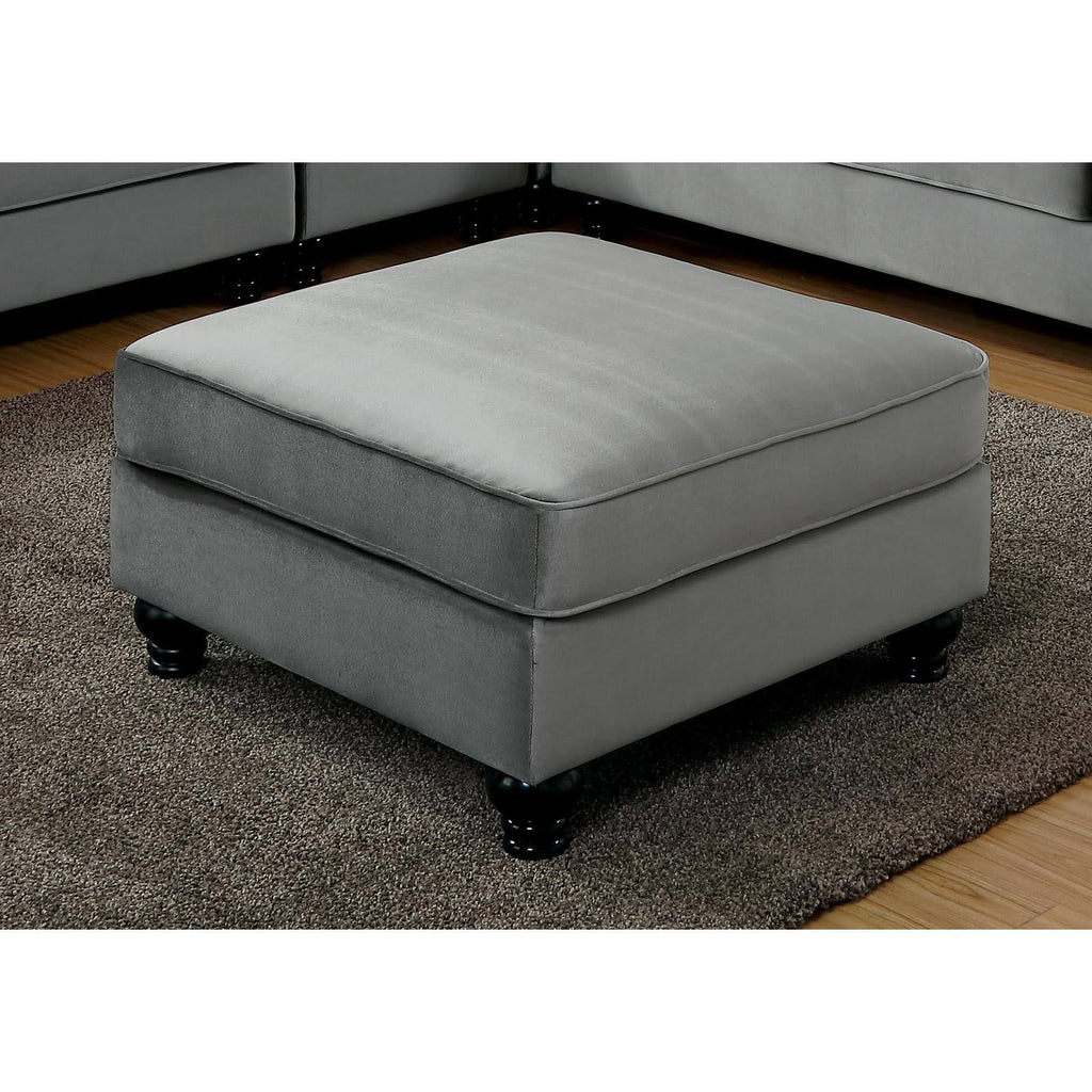 Gray Flannelette Fabric Ottoman D892