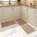Oats Beige Non Slip Kitchen Runner Rugs, 2PCS E863