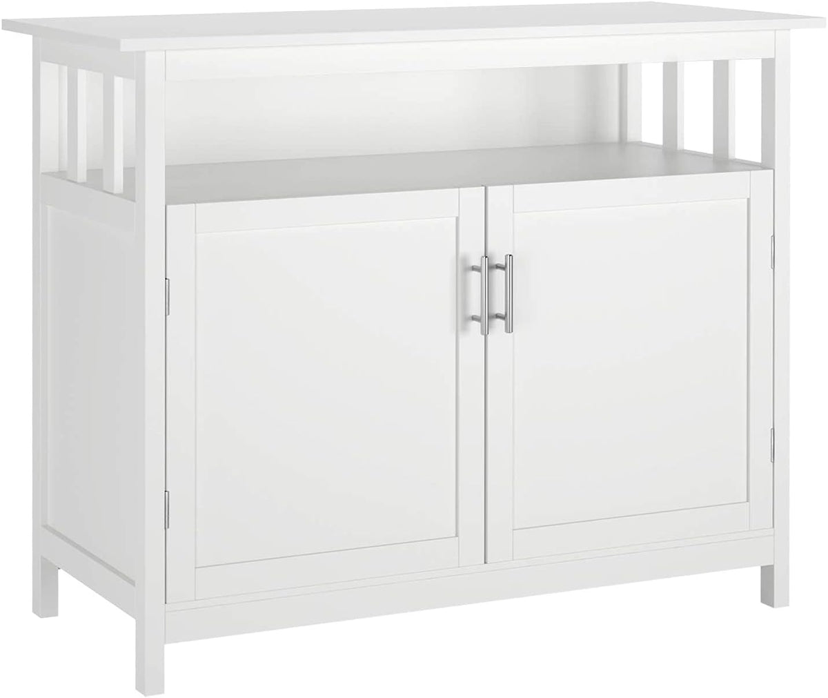 White Kitchen Sideboard Cabinet with 2 Doors and Display Shelves L582601