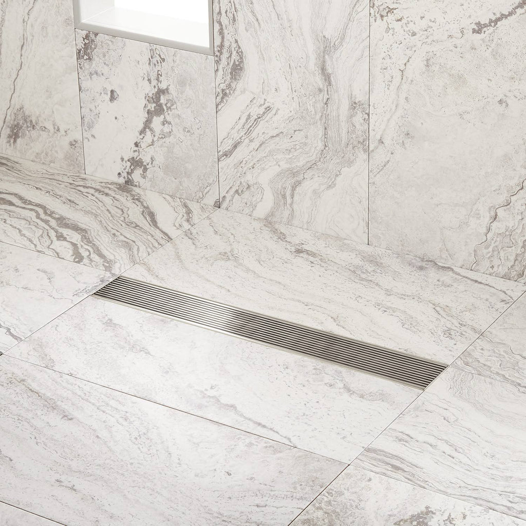 28x22 Linear Shower Drain with Flange Polished Stainless Steel M706342