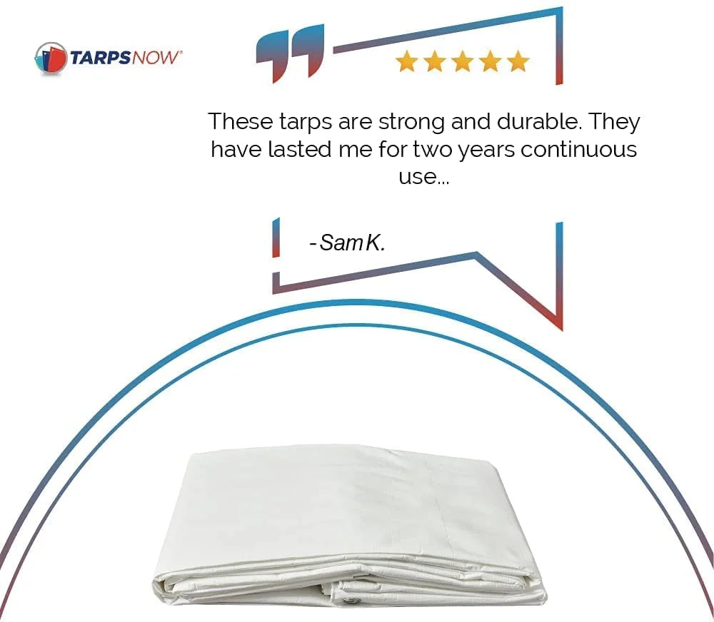 White 12 Mil Waterproof Poly Tarpaulin (6' x 8') K5968