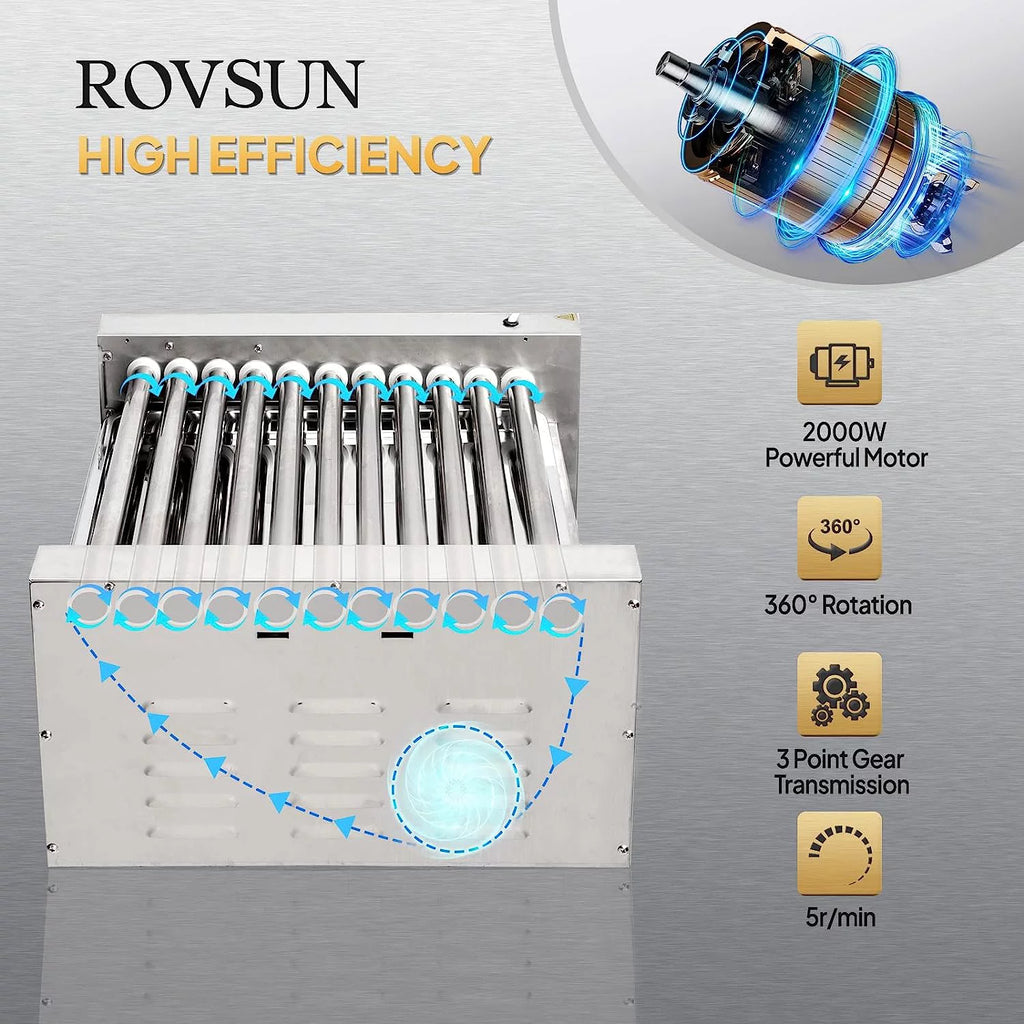 2000W 11 Rollers Hot Dog Roller Grill Cooker Machine with Bun Warmer U1313