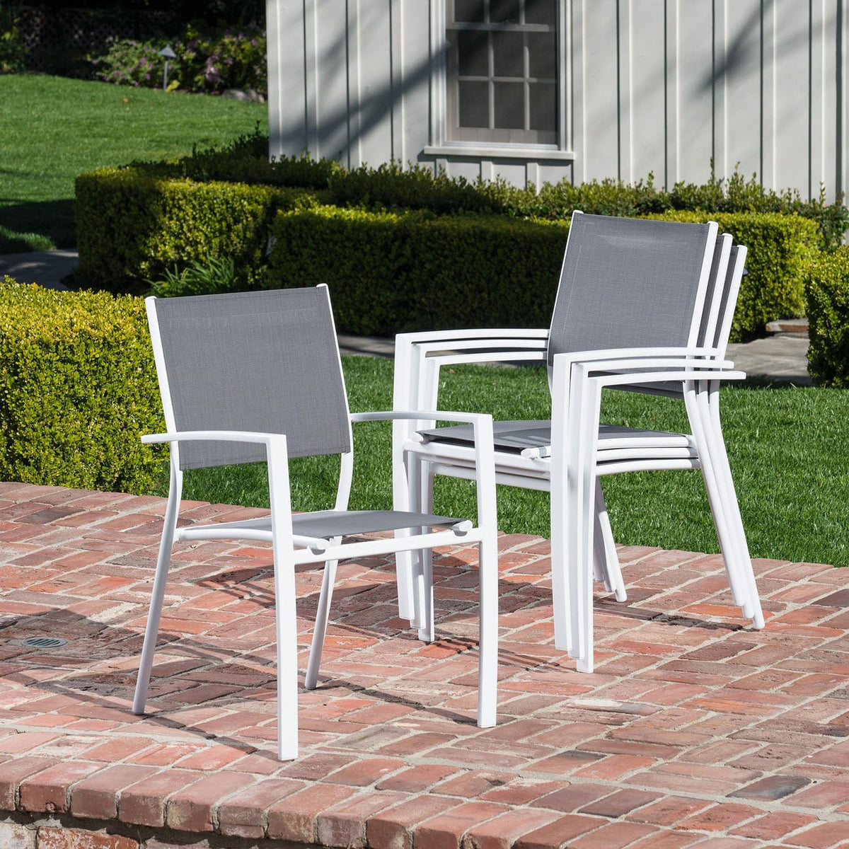 7-Piece Outdoor Dining Set with 6 Sling Chairs and Dining Table U43086