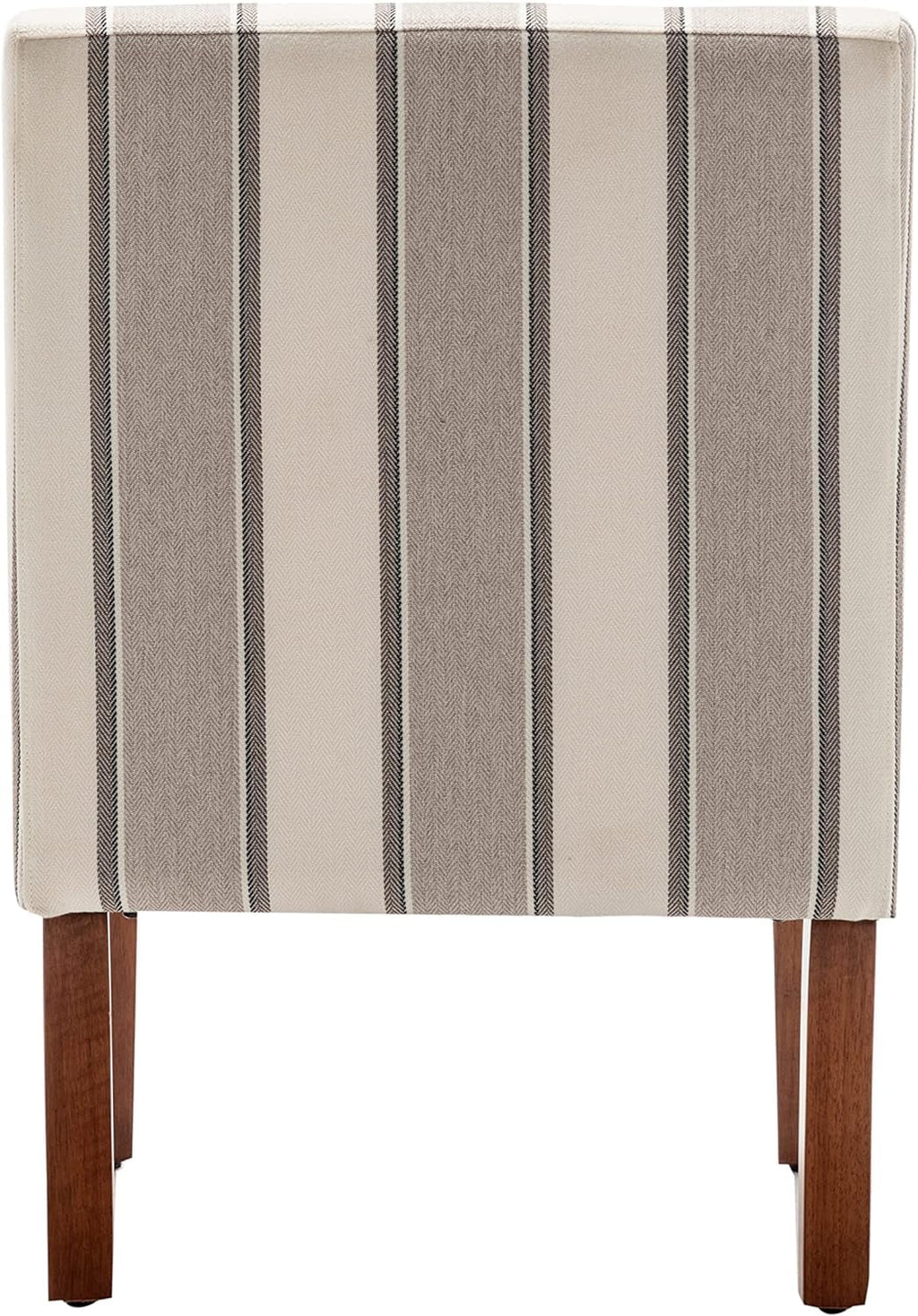 Brown and White Stripe Fabric Armless Accent Chair with Wood Legs X844
