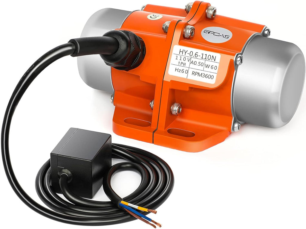 60W Concrete Vibrator Vibration Motor Single Phase AC 110V 3600RPM Aluminum Alloy Case W428670