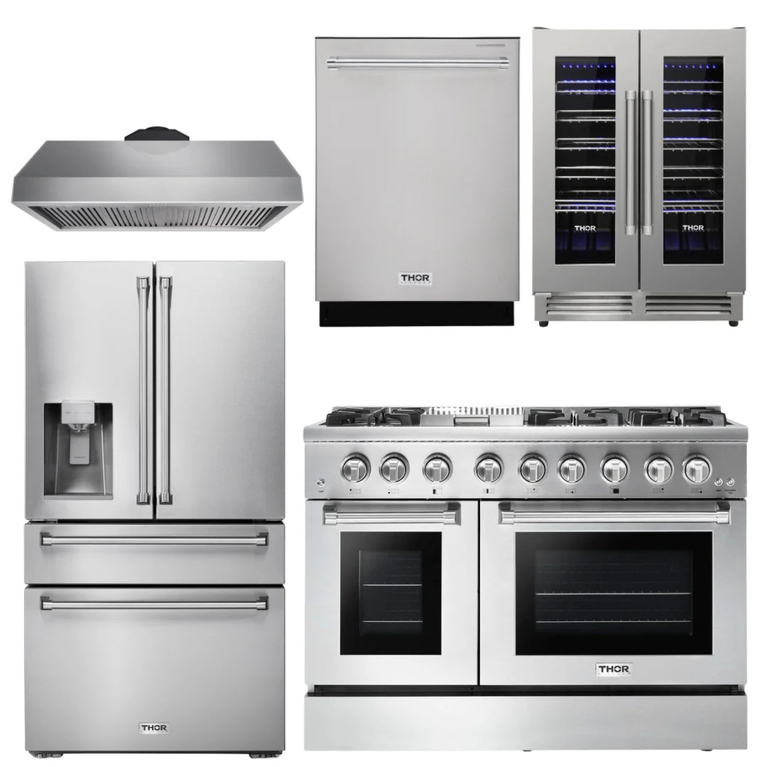48 Dual Fuel Range, Range Hood, Refrigerator, Dishwasher, Wine Cooler B3636