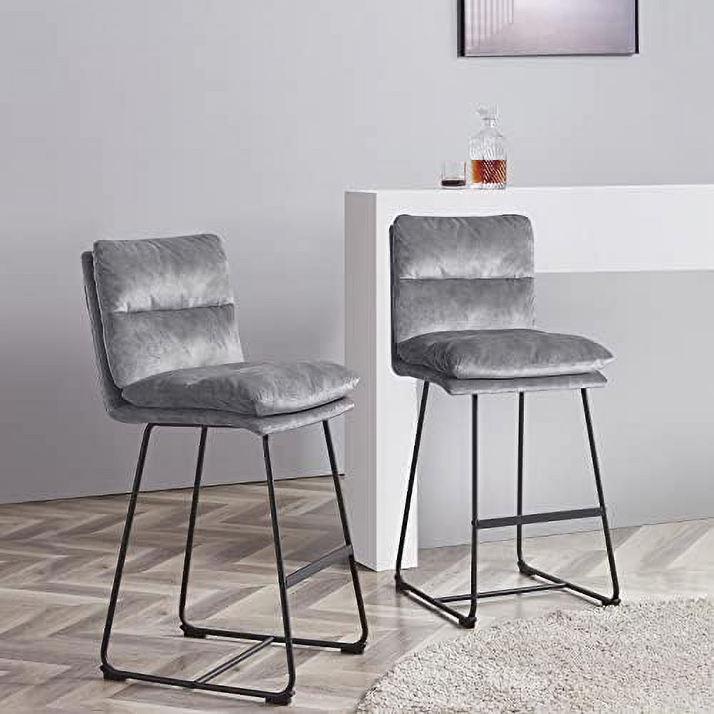 Mid-Century Modern Velvet Barstools Set of 2 F4360