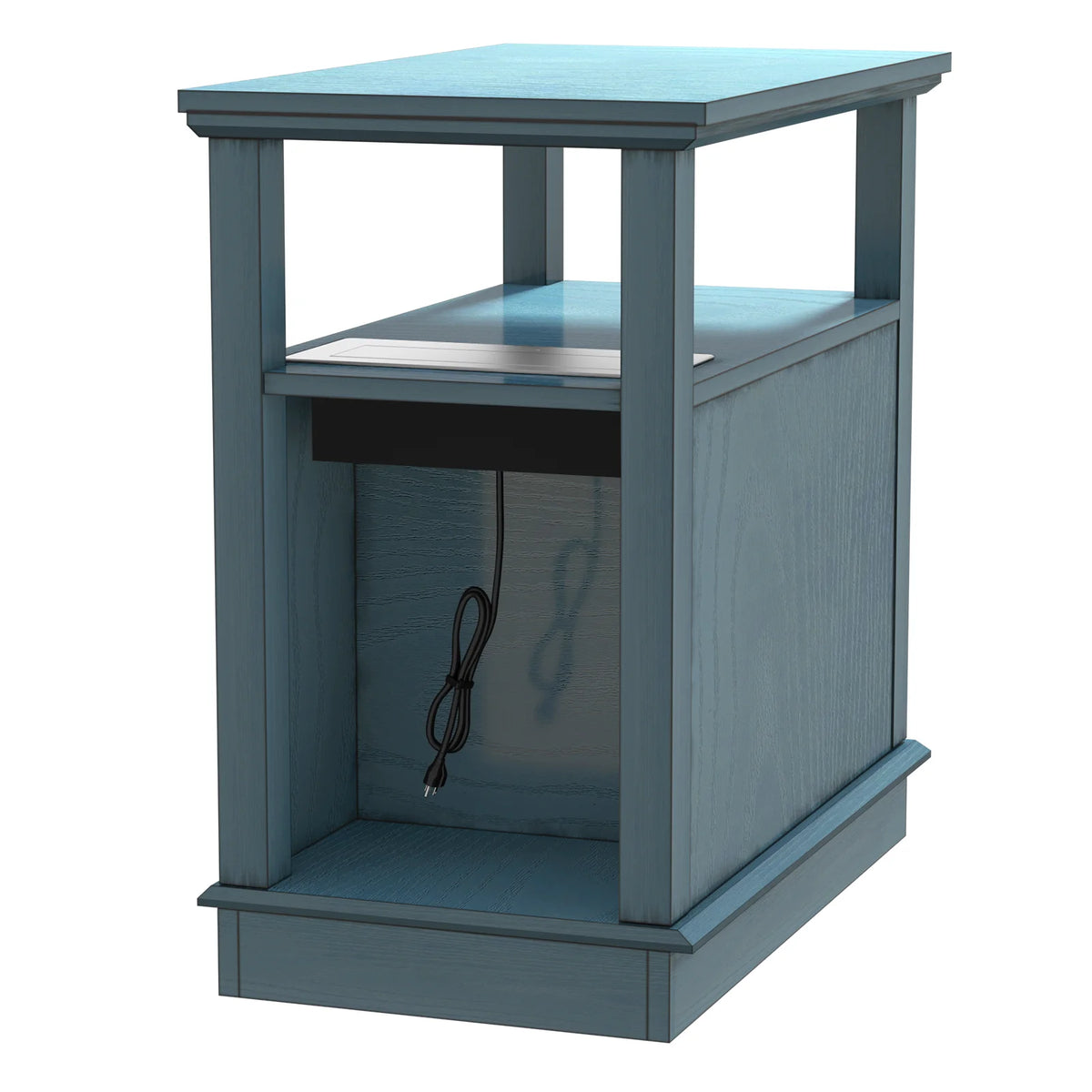 Teal End Table with Storage and Charging Station H730773