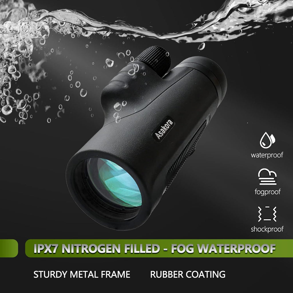 12x50 Waterproof Monocular with Smartphone Adapter & Tripod E45100