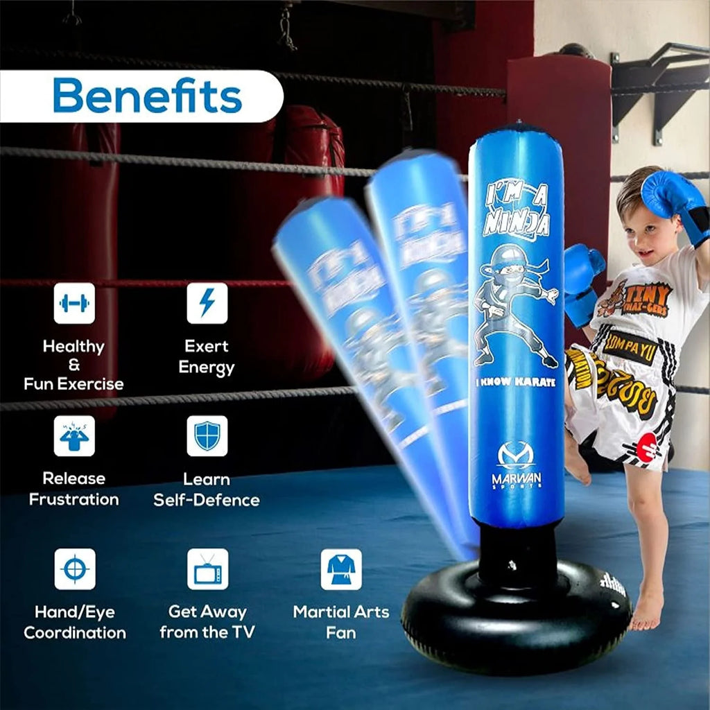 Free Standing Inflatable Kids Punching Bag Set with Air Pump & Boxing Gloves V4670