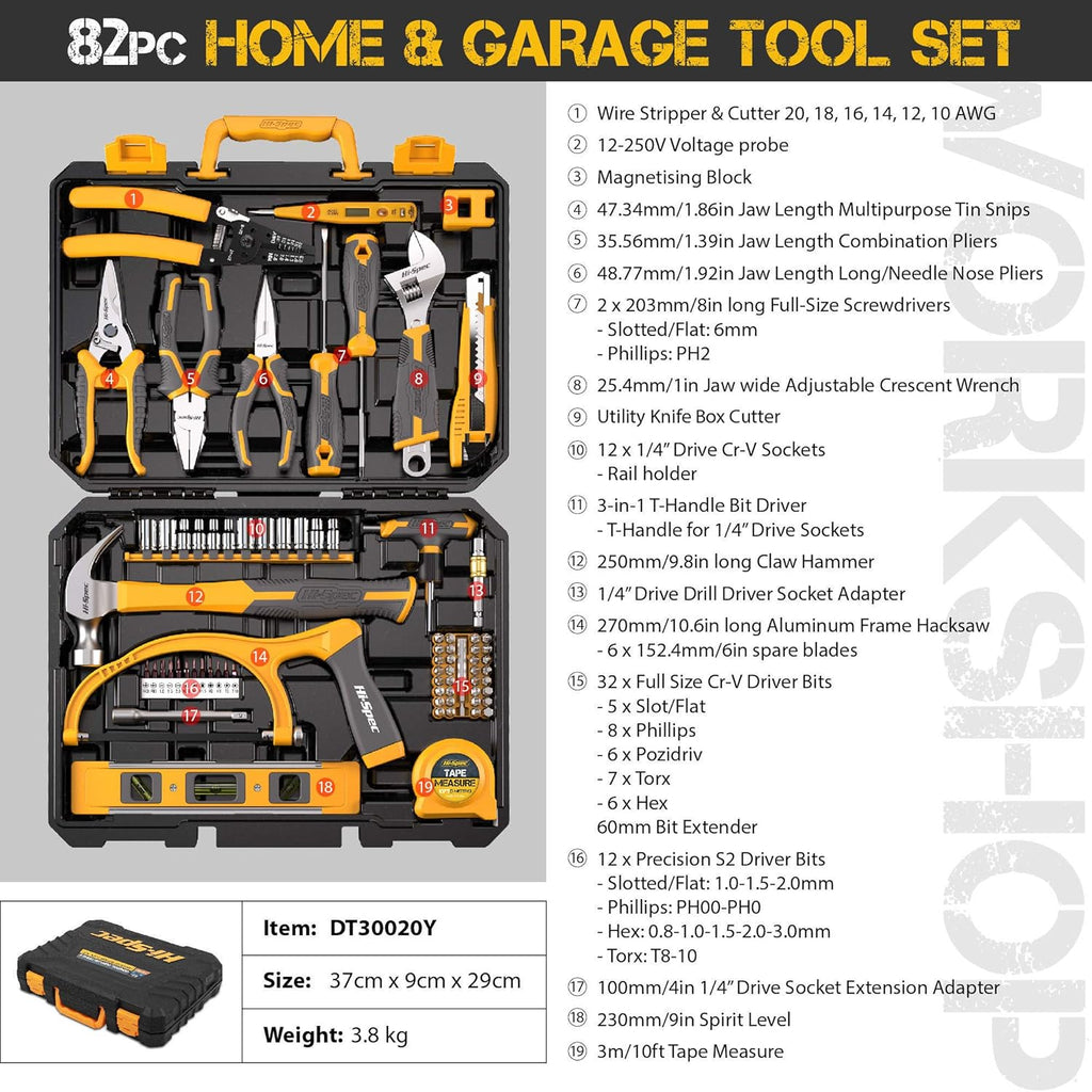 82 Piece Home & Garage Tool Kit Set C21619