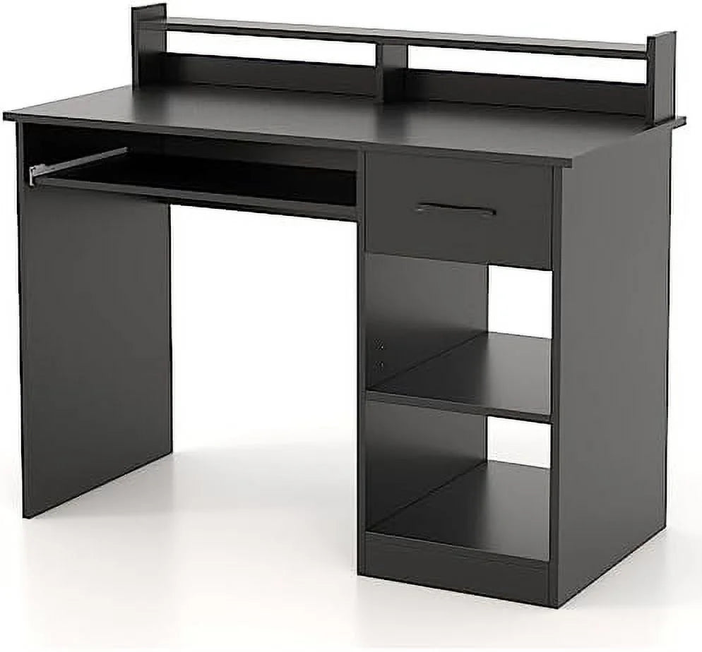 Computer Desk with Drawers, Hutch, Keyboard Tray & Adjustable D105001
