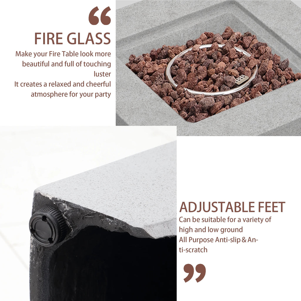 Outdoor Propane Fire Pit 50,000 BTU 35-inch Square Concrete Fire Table U659890