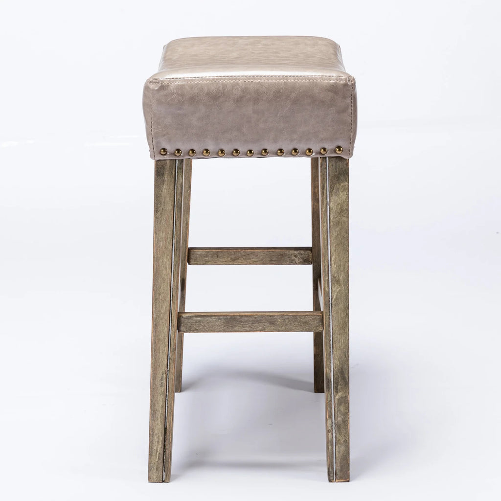 Gray Pu Leather Backless Bar Stools Set of 4 Y69232