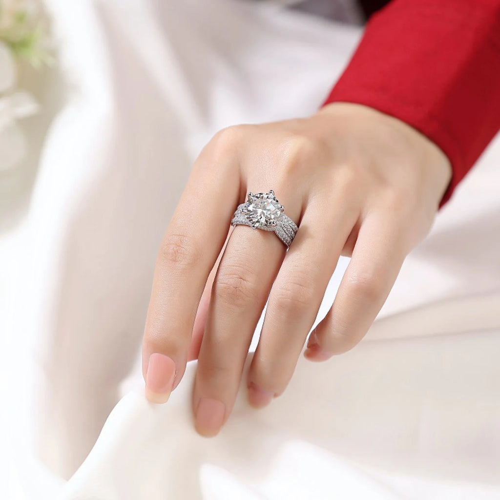 5ct Round Cut Moissanite Engagement Ring with Certificate D235825