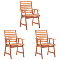 3 pcs Solid Acacia Wood Patio Dining Chairs F82443
