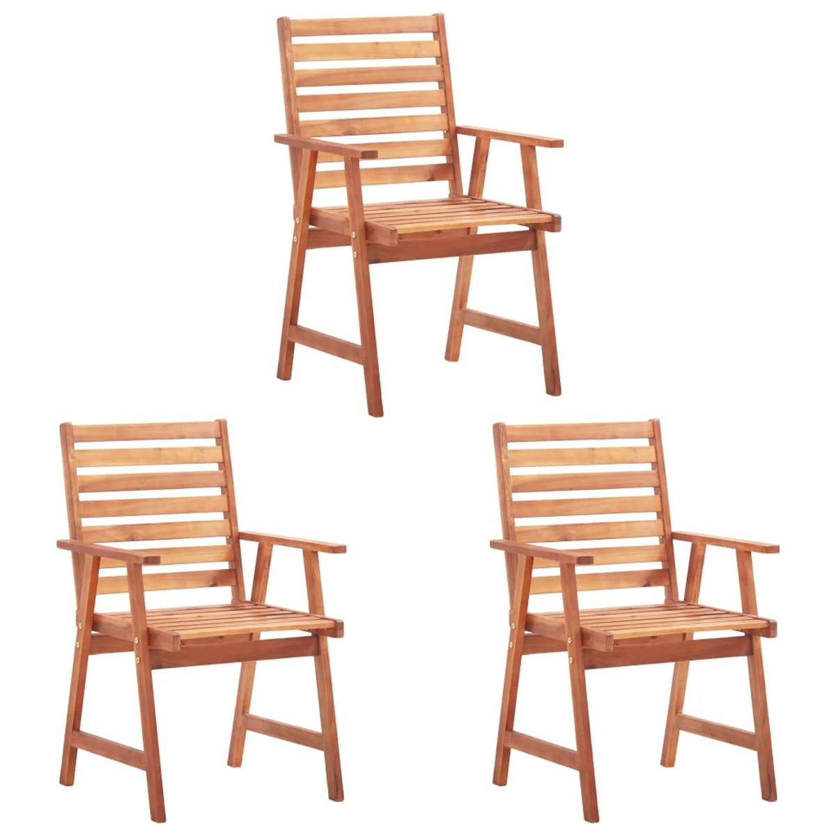 3 pcs Solid Acacia Wood Patio Dining Chairs F82443