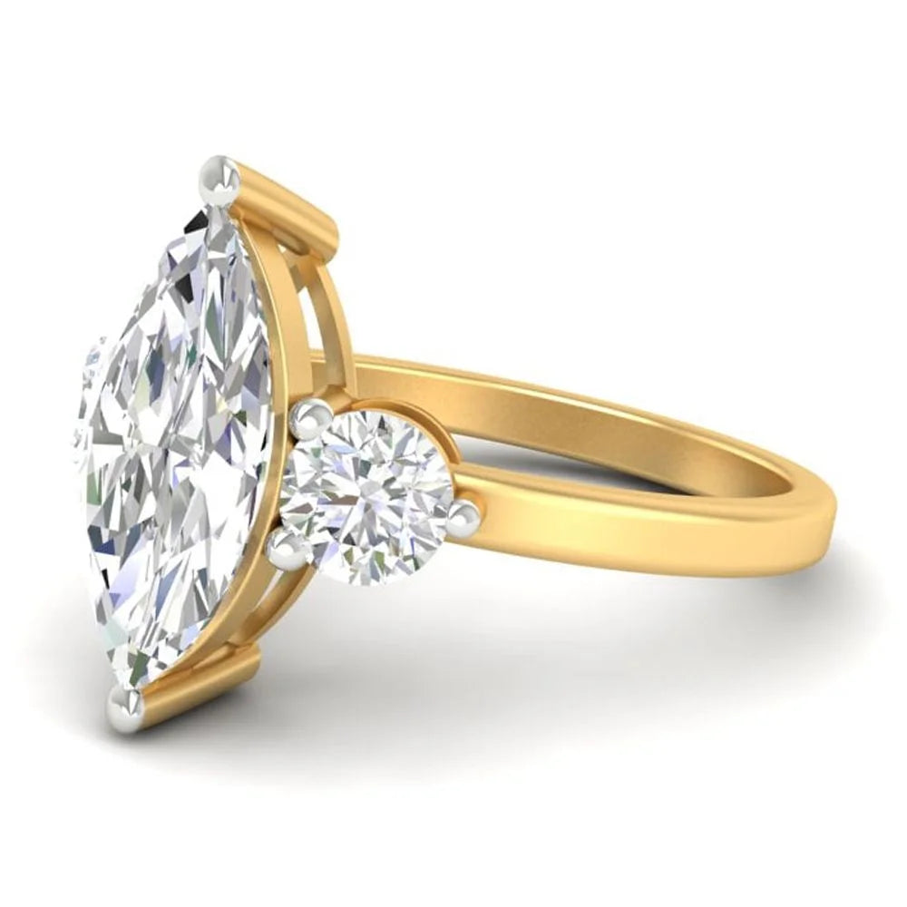 2Ct Marquise Cut Moissanite Engagement Ring 14K Yellow Gold Plated D768342
