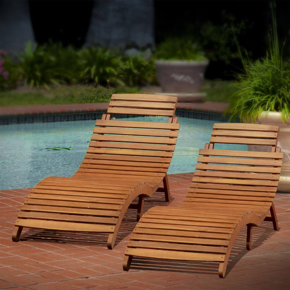 Acacia Wood Chaise Lounge (Set of 2) G282203
