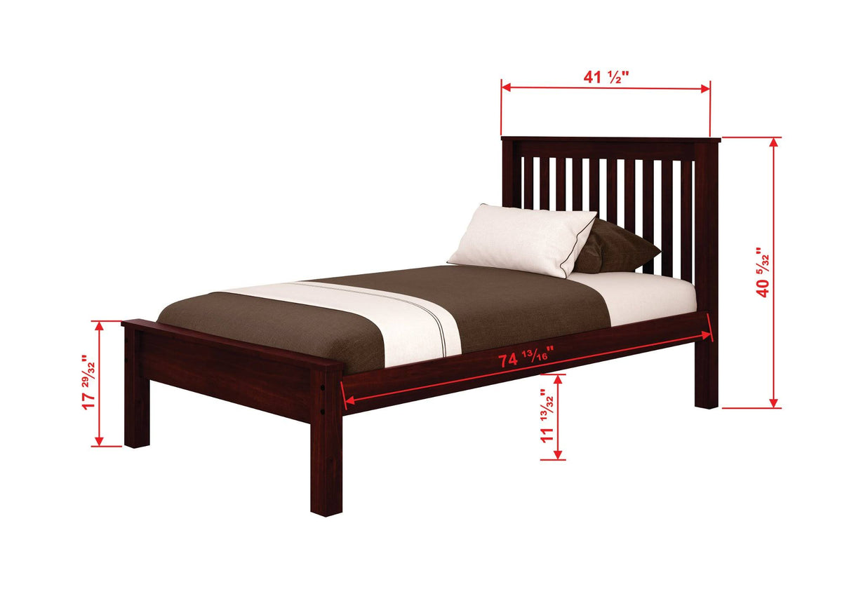 Twin Bed with Under Bed Drawers Dark Cappuccino V920406