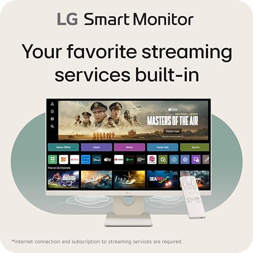 27-Inch FHD IPS Smart Monitor with Built-in Speakers, White D64541