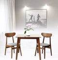 Set of 3 Square Dining Table and 2 Side Chairs Solid Wood Medium Brown F84812
