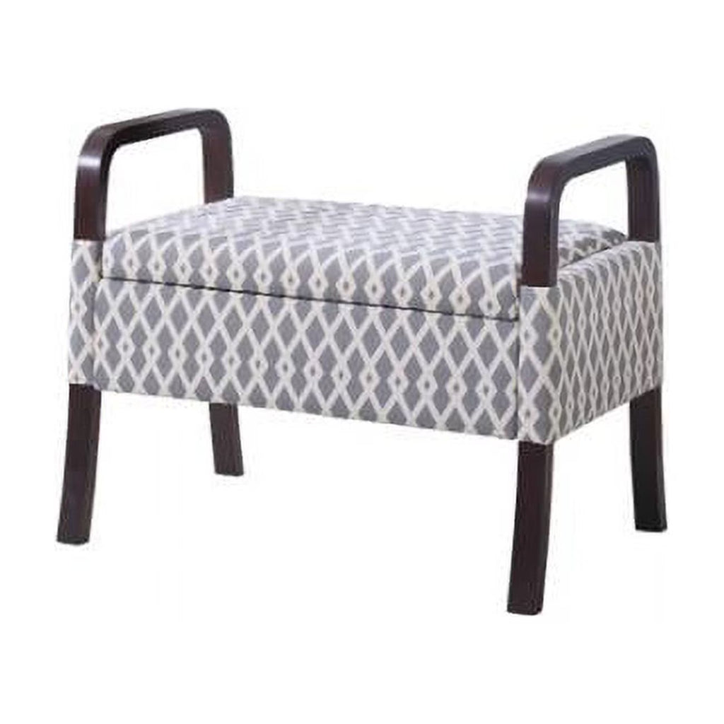 Grey Vanity Wooden Arm Storage Seat N652643