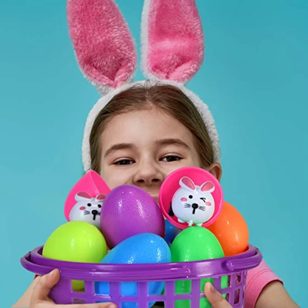 6 Toy Filled Easter Eggs with Mini Pull-n-Go Easter Bunnies K961883