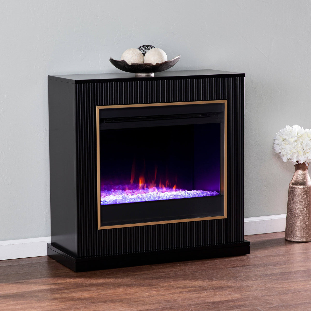 Black Wood Color Changing Fireplace K240