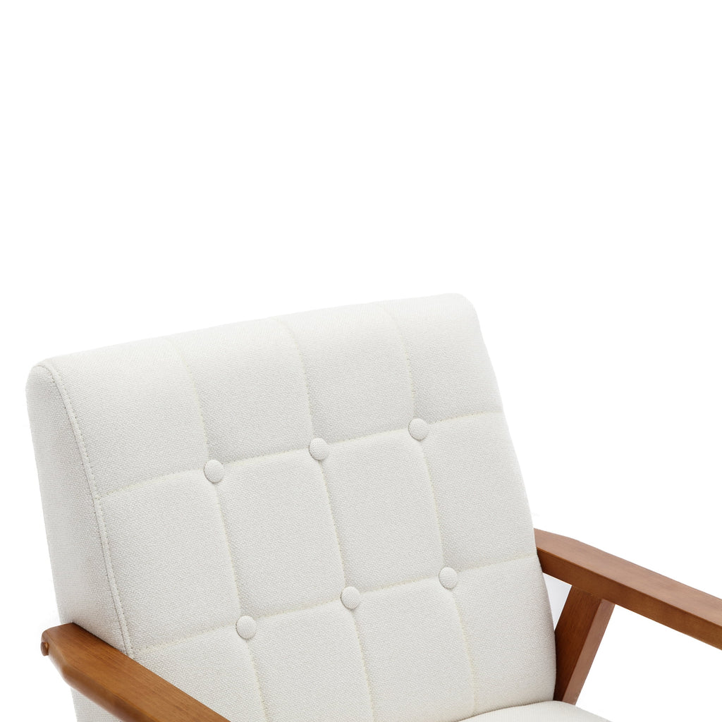 Beige Solid Wood Accent Chair U7684