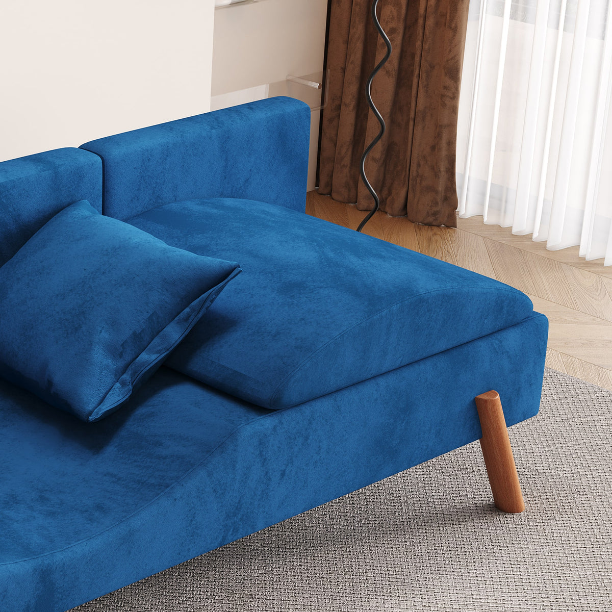 Modern Velvet Convertible Recliner Sofa with Ottoman F7774