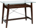 42-Inch Solid Wood Computer Desk with Tempered Glass Top, Espresso Finish N428099