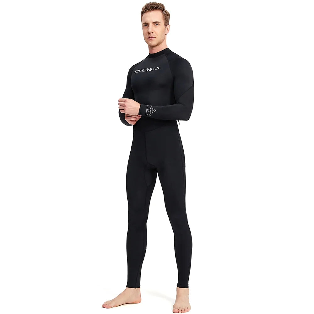 Men One Piece Swimsuit with Back Zipper Quick Dry Long Sleeve Surf Suit E289