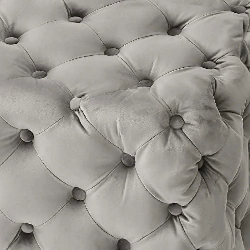 Gray Velvet Square Ottoman R26431