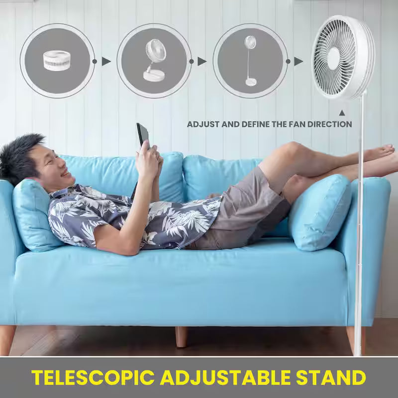 2-in-1 Adjustable-Height 40 in. Portable Rechargeable 3-Modes Pedestal Fan U5951