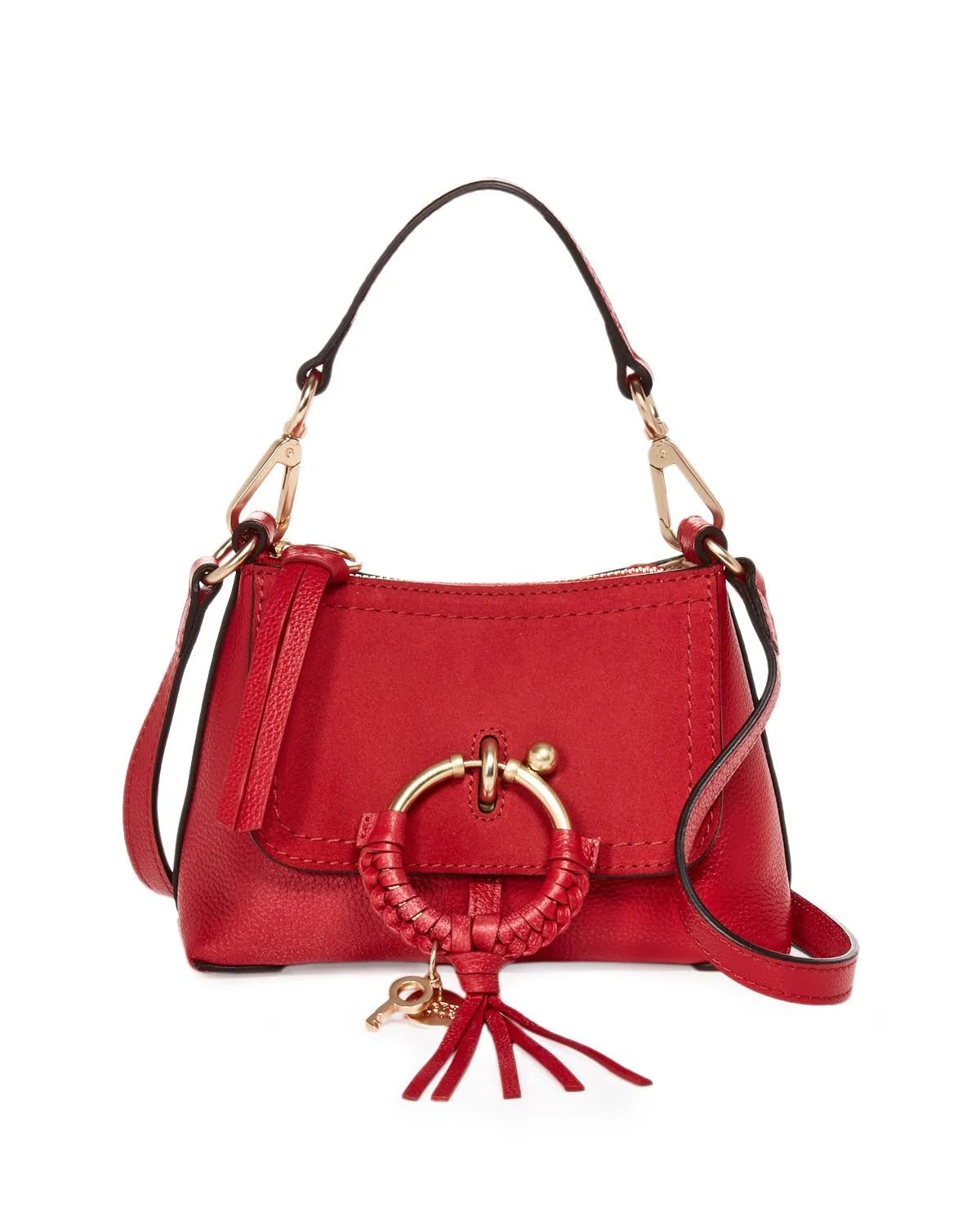 Red Flame Leather & Suede Hobo V99308