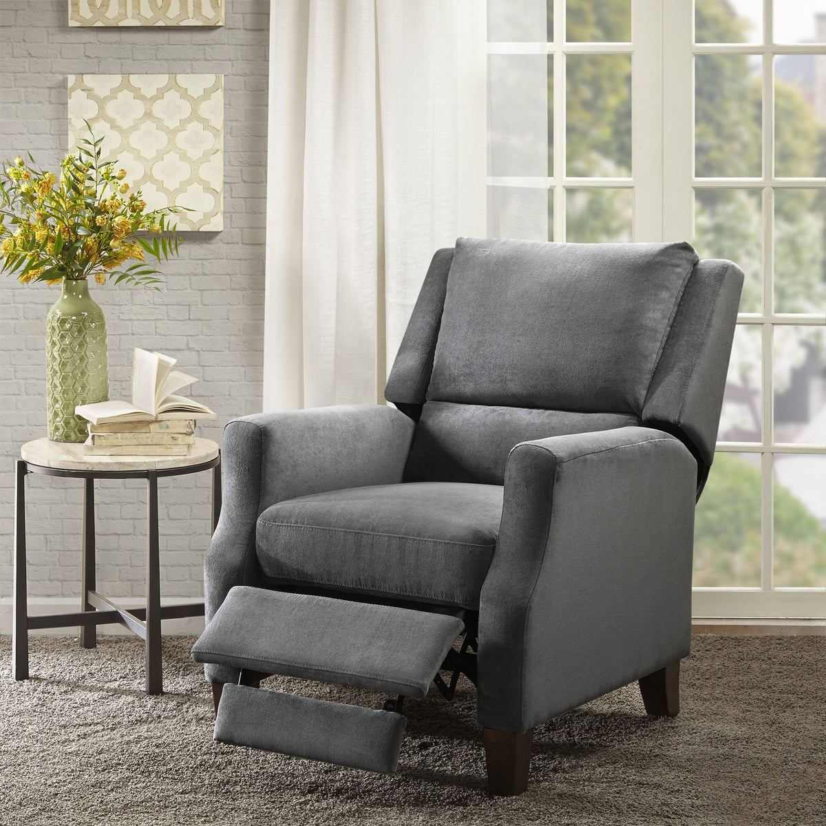 Grey Push Back Recliner K6123
