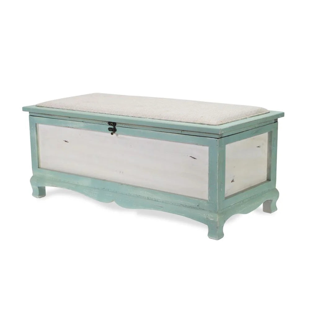 Shabby Bench Chest with Seat Cushion F916849