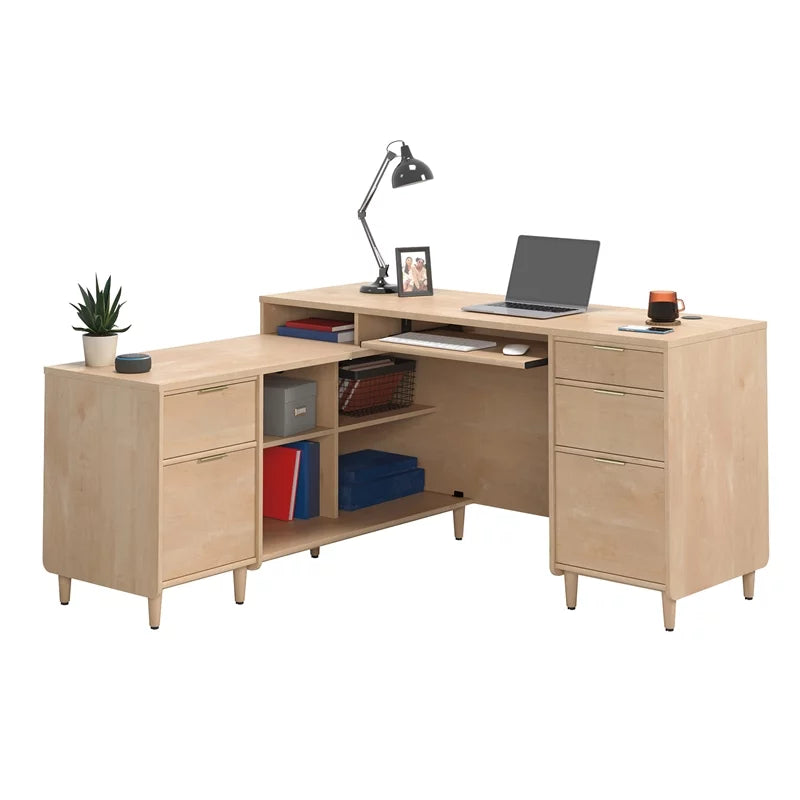 Contemporary L-Shaped Engineered Wood Desk Y457