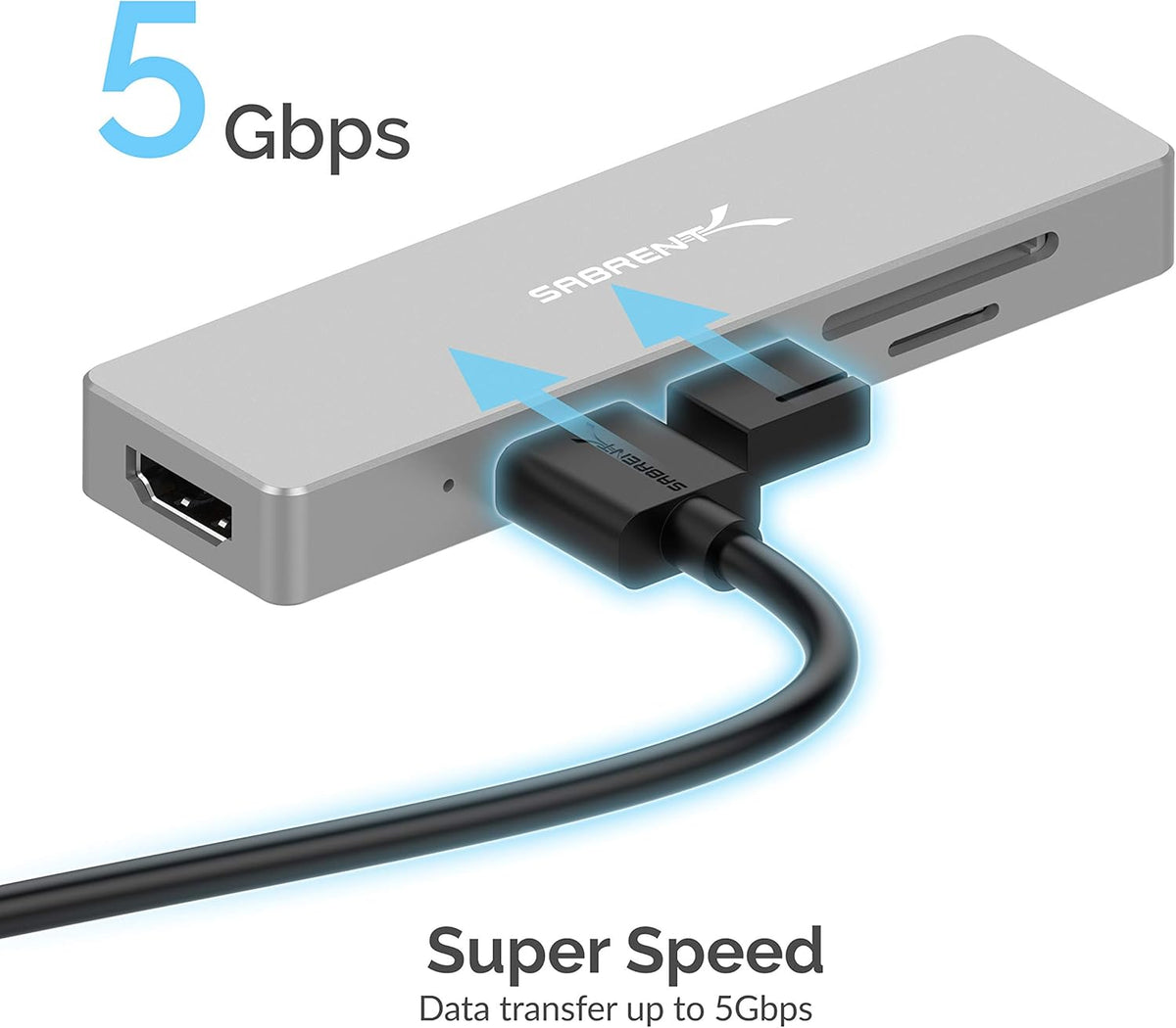 5 in 1 USB C Multi-Port HUB with SD & Micro SD Card-Reader, HDMI 2.0 Port, 2 x USB 3.0 Ports J19266