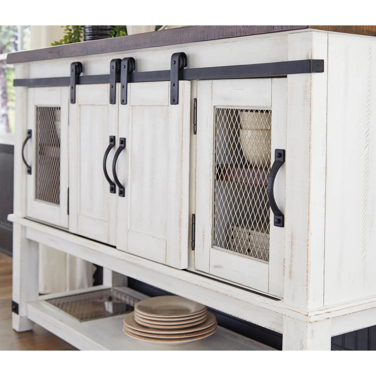 4 Door Server in White and Brown J487