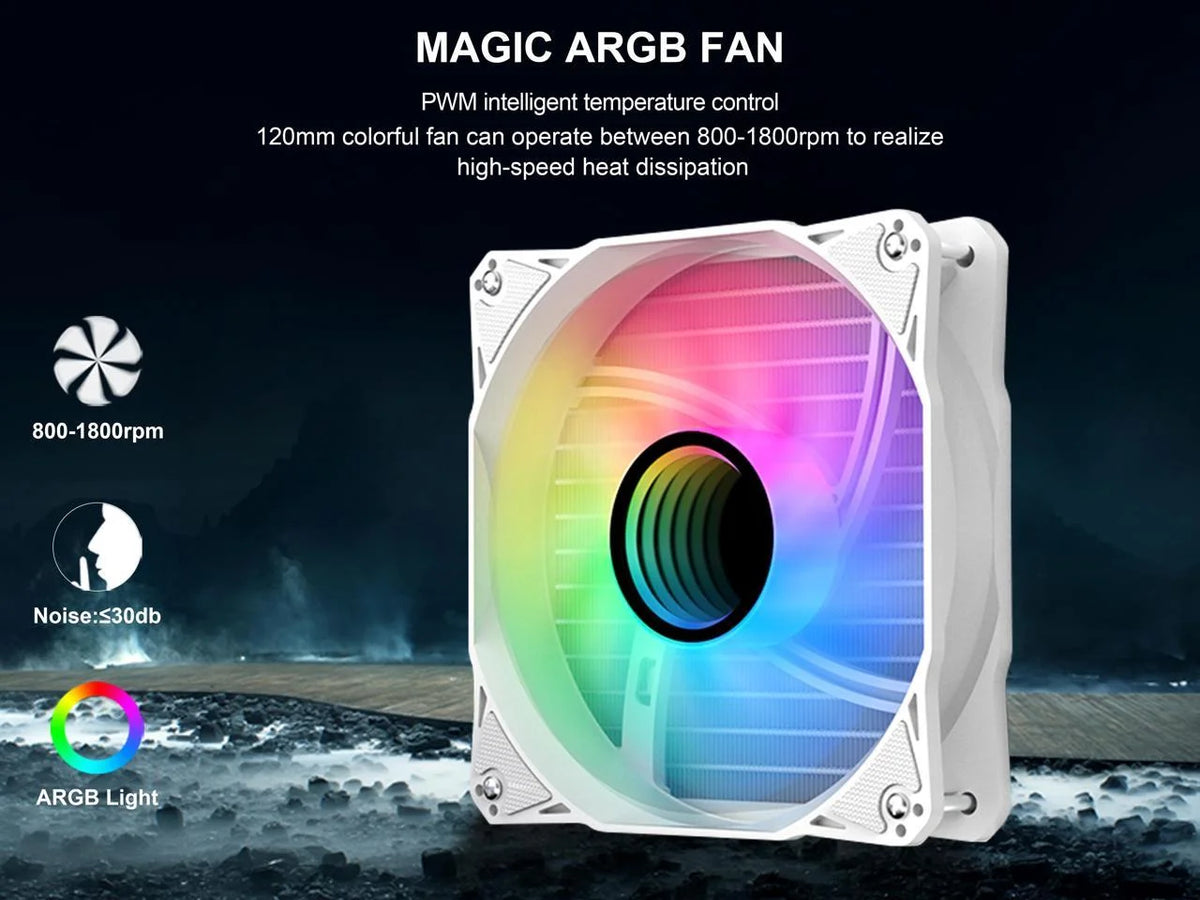 240mm ARGB Liquid Cooler with PWM Fan White D6328