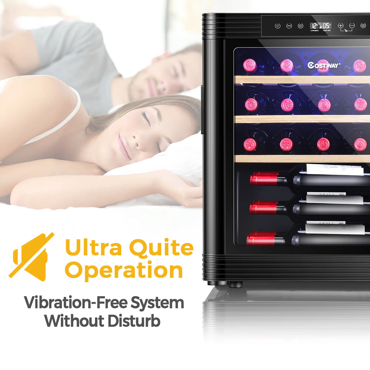 21 Bottle Compressor Wine Cooler Refrigerator Black V539263